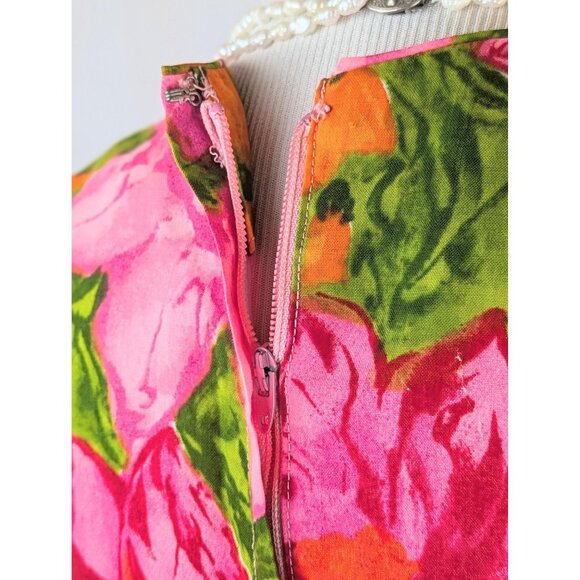 Women's Authentic Vintage Hawaiian Tropical Mini Sheath Dress Floral Luau Dress - Picture 8 of 10